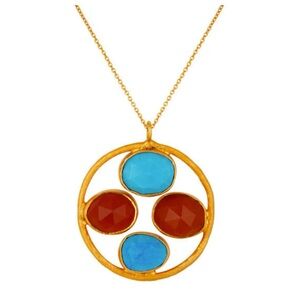 Necklace Gold 18k over 925 Silver 
CARNELIAN  5.01 CTS-2
TURQUOISE 2.96 CTS-2